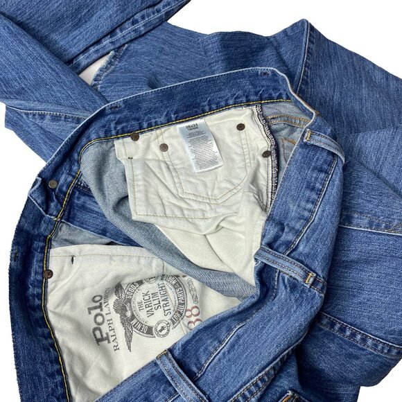 Polo Ralph Lauren Varick Slim Straight Jeans Men’s 38x34 Blue Denim Classic - Picture 9 of 11